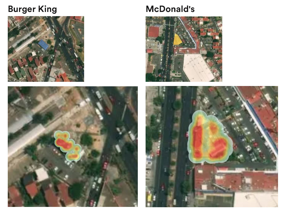 Análisis de movilidad: Burger King vs. McDonald's movimiento peatonal dentro de cada restaurante